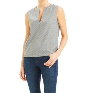 THEORY Womens Split Neck Wool Blend Check Sleeveless Shell Top MEDIUM $285 NWT